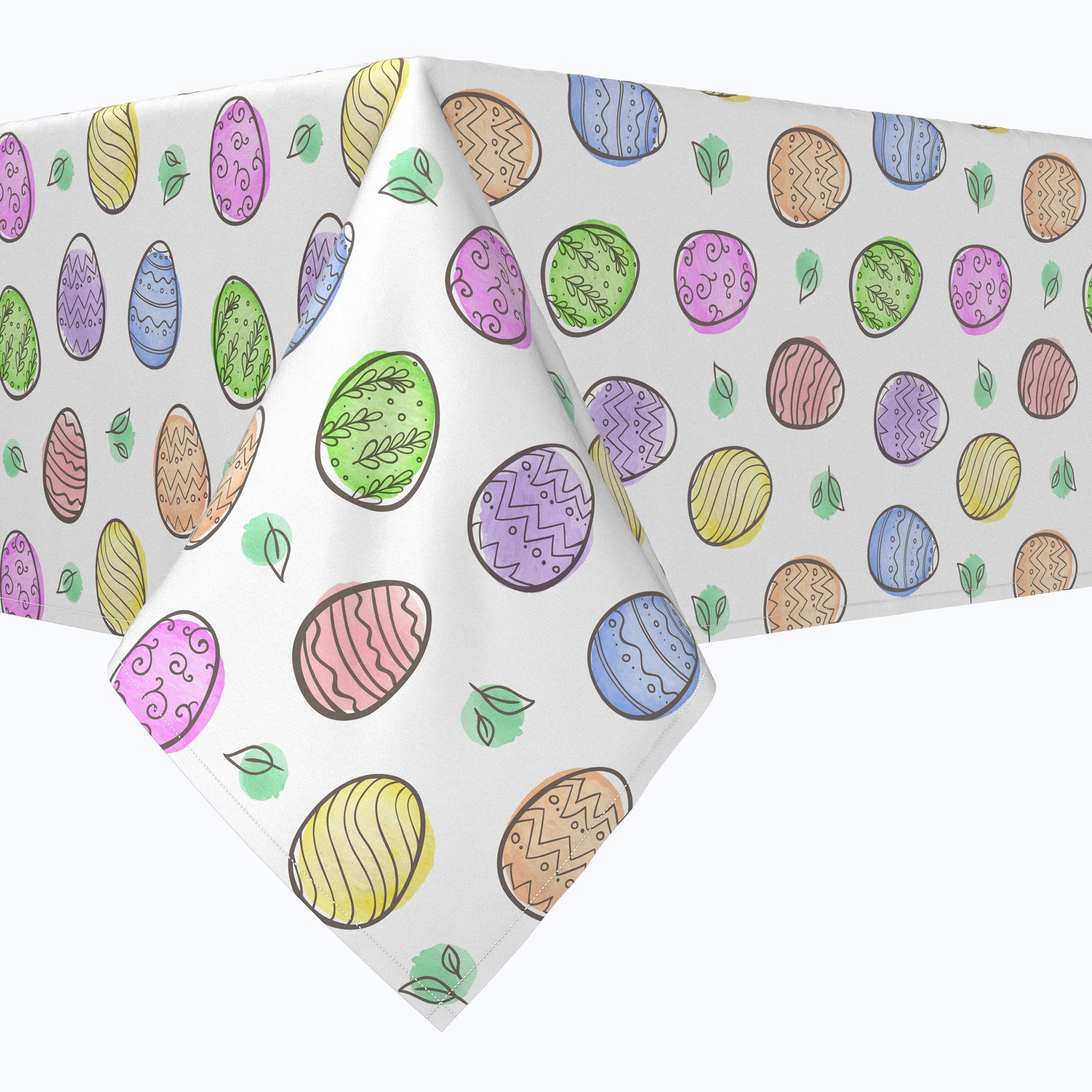 Rectangular Tablecloth 60x84 Inches - 100% Polyester Washable Table Cover with Elegant Egg & Watercolor Design - Perfect for Dining Tables, Kitchen Decor, and Party Settings