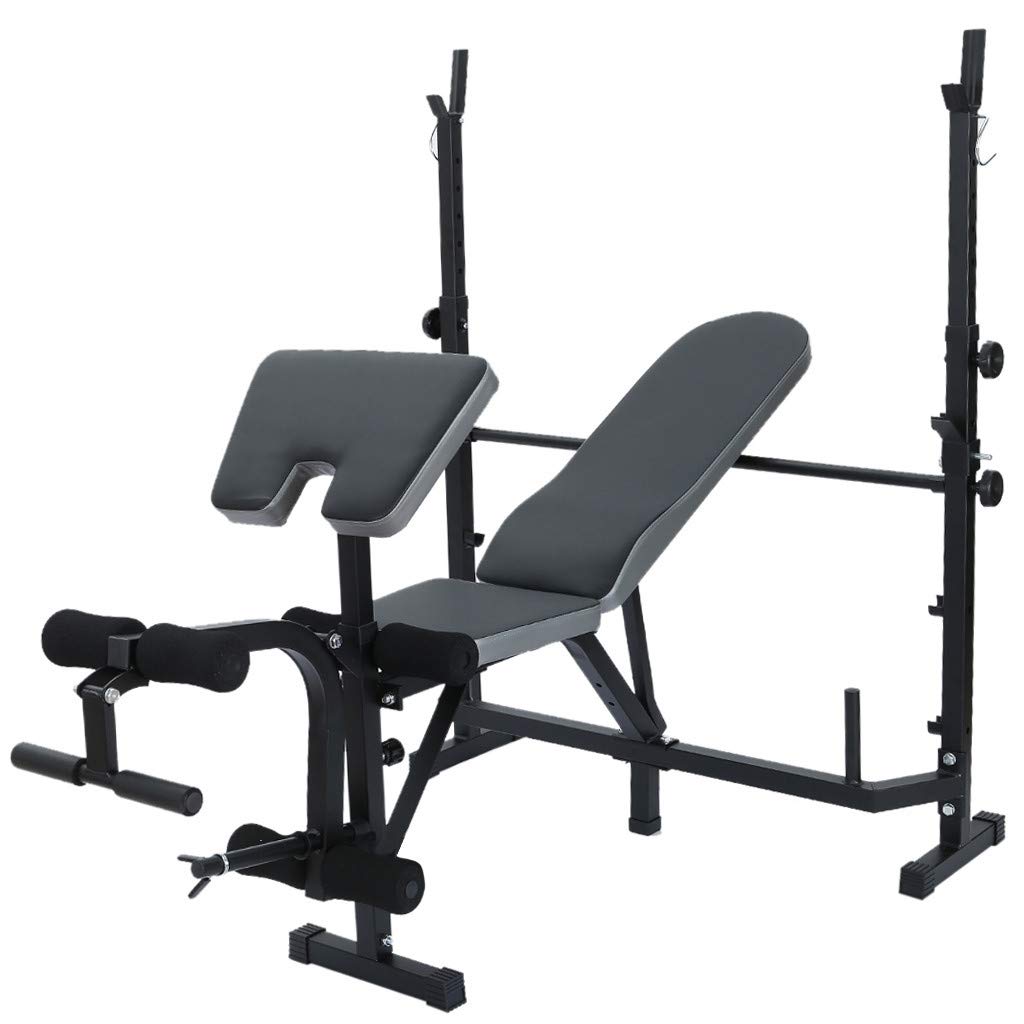 Hugncmy Adjustable Weight Bench Set with Leg Lift - Olympic Workout Bench for Home Gym, Strength Training & Full-Body Exercises - Perfect for Teens & Adults