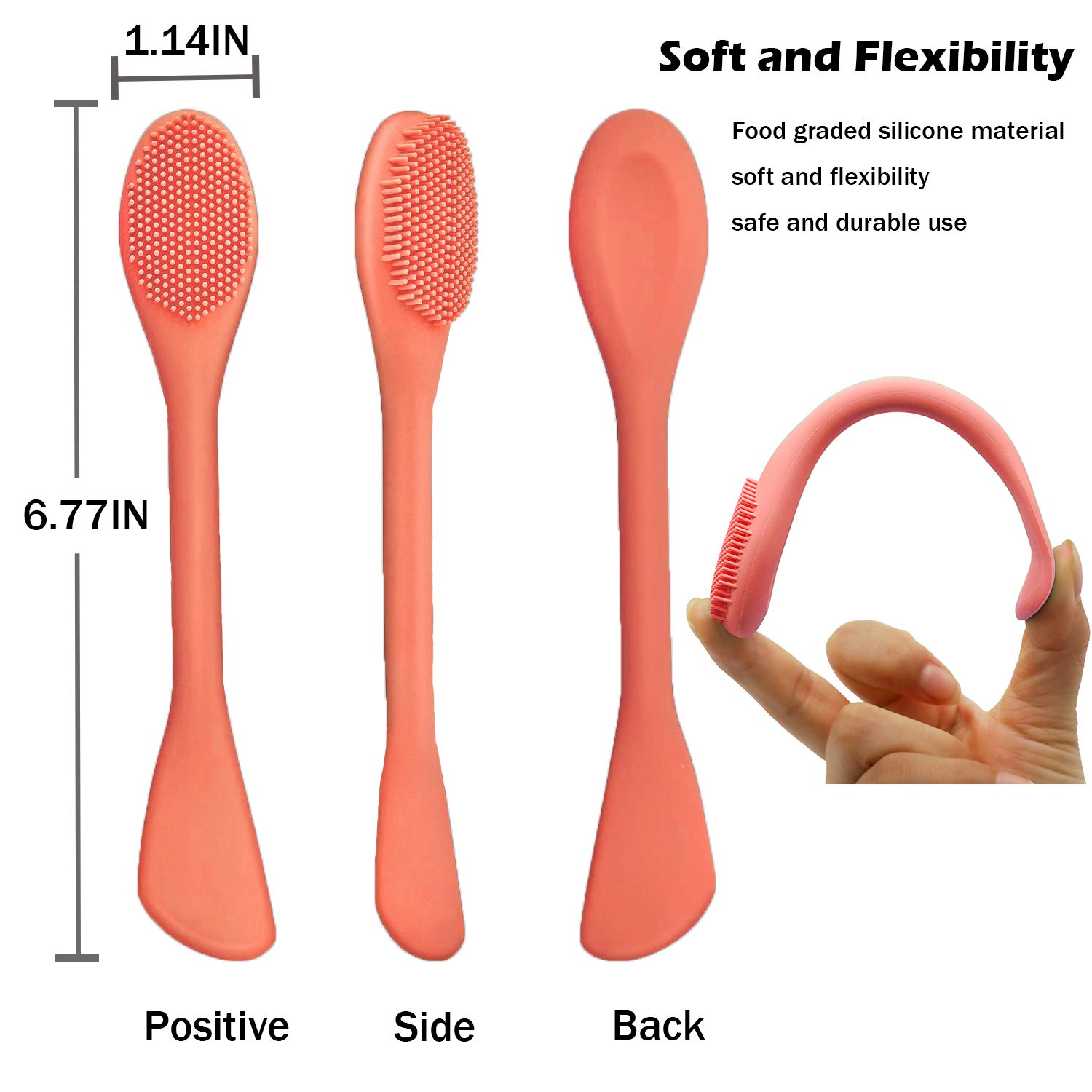 **Rampula Silicone Face Mask Brush - Flexible Facial Mud & Clay Mask Applicator Tool for Moisturizers, Charcoal & Body Lotions (Orange & Dark Blue) - Perfect for Spa, Skincare & At-Home Facial Treatments**