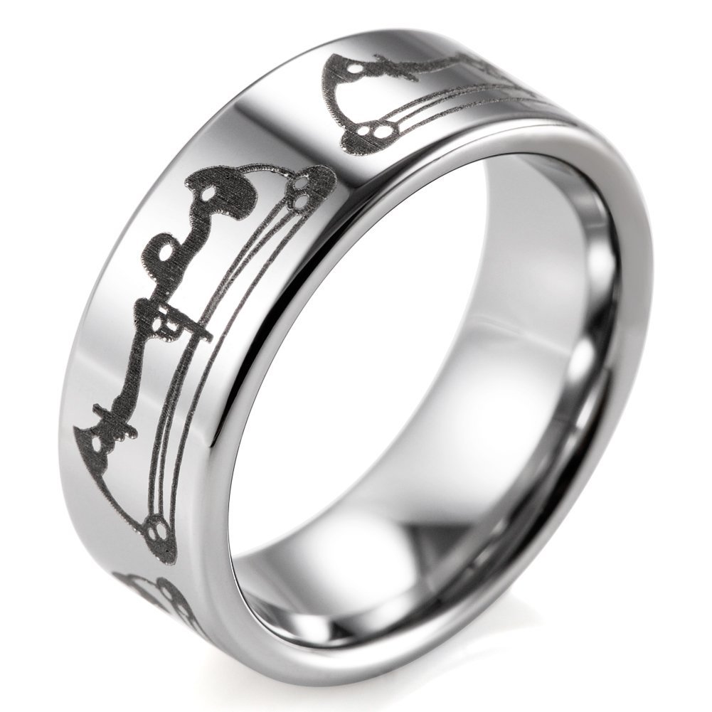 8mm Tungsten Ring for Men - Laser Engraved Bow Tie Design, Wedding Band, Anniversary Gift, Engraved Tungsten Carbide Ring for Him, Perfect for Formal Occasions & Special Events