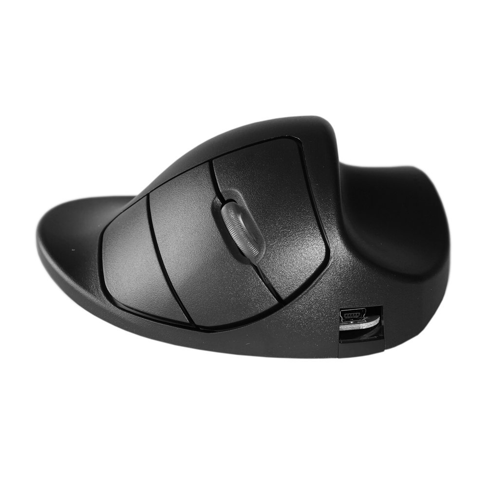 Hippus L2UB-LC Wireless Ergonomic Vertical Mouse for Right Hand - Large Black Light Click Handshoe Mouse - Perfect for Office Work, Gaming & Carpal Tunnel Relief
