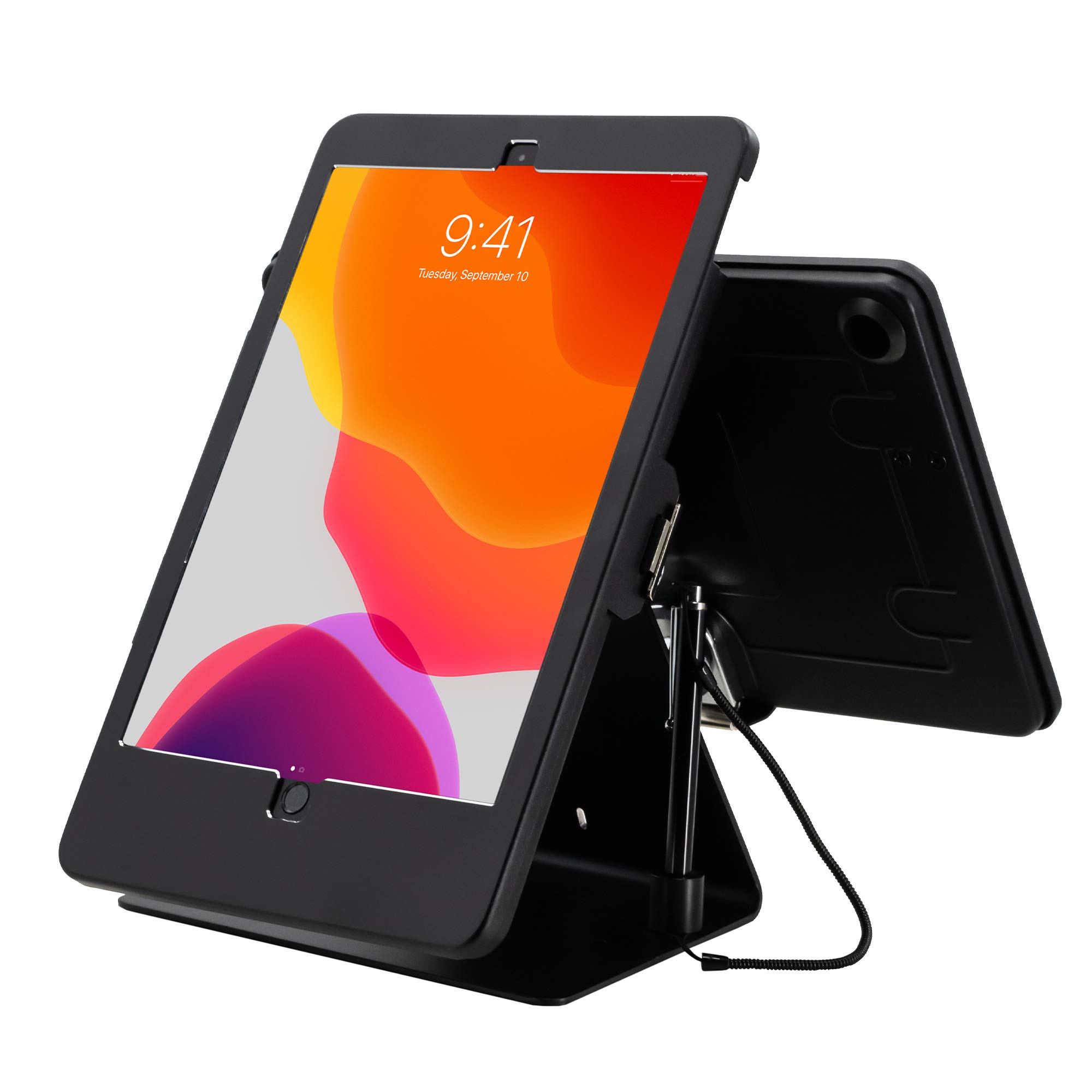 Dual Tablet Kiosk Stand - Secure 2-Tablet Holder for iPad 7th/8th/9th Gen, iPad Air 3 & iPad Pro | Heavy Duty Black Enclosure | Perfect for Retail Stores, Hotels & Self-Service Kiosks (PAD-DSTB10)