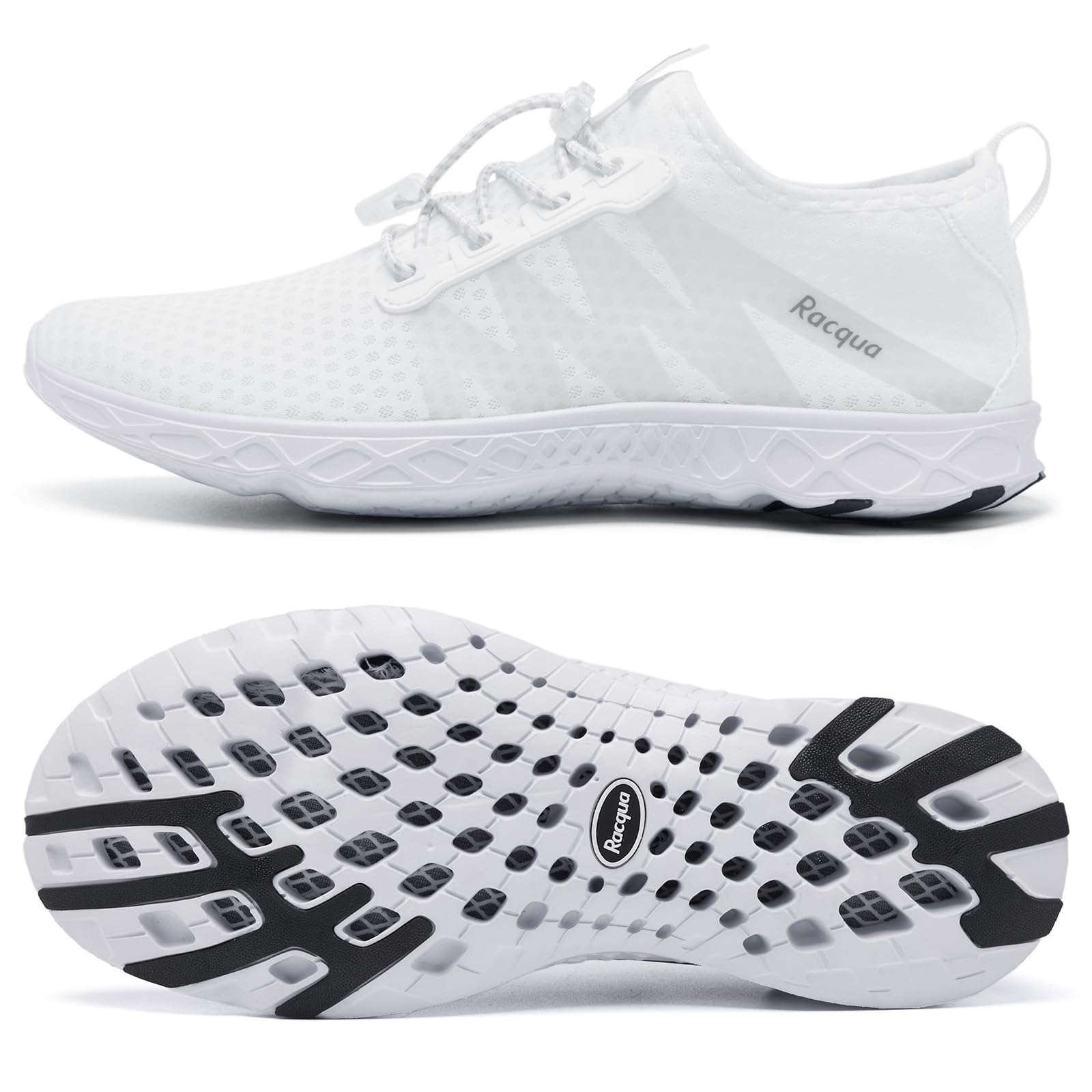 Racqua Unisex Breathable Mesh Water Shoes for Swimming, Beach, Surfing & Aqua Sports - Lightweight Quick-Dry Barefoot Shoes for Men and Women