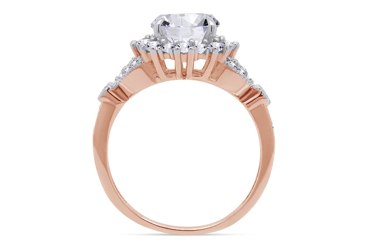 1.2ct Round Cut Lab Created Moissanite Engagement Ring with Leaf Design & Halo Accents in 14k Gold Over Sterling Silver - Perfect for Proposals, Anniversaries & Special Occasions