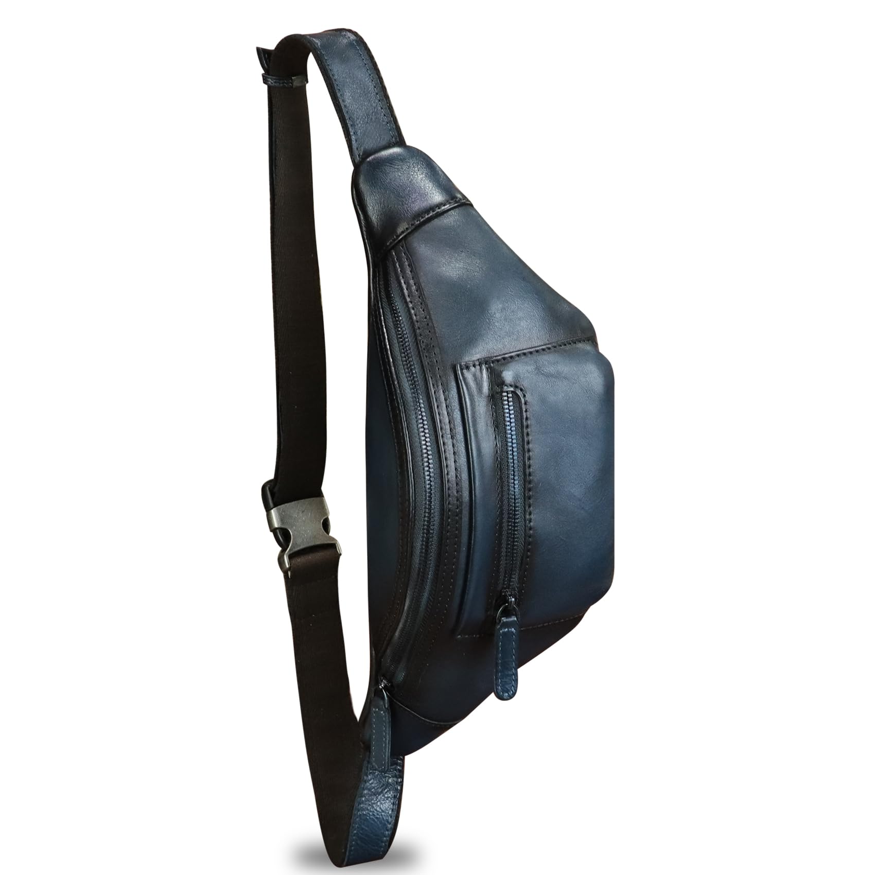 Vintage Genuine Leather Fanny Pack for Men & Women - Handmade Leather Waist Bag, Sling Backpack, Crossbody Purse (Blue) | Perfect for Travel, Hiking, Festivals & Everyday Use