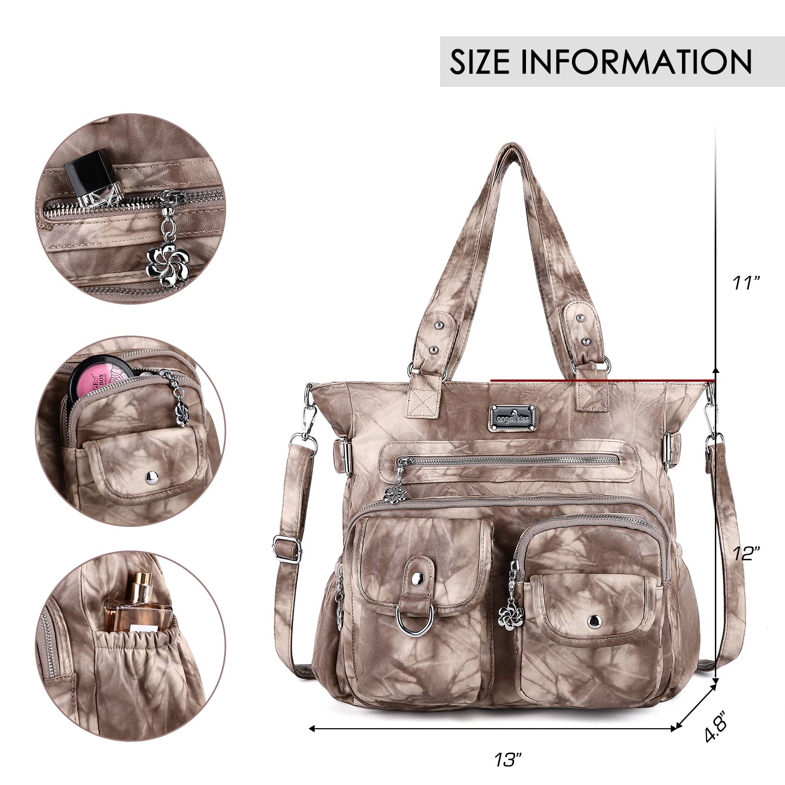 Angel Kiss Women's PU Leather Shoulder Bag - Stylish Tote & Satchel for Work & Travel