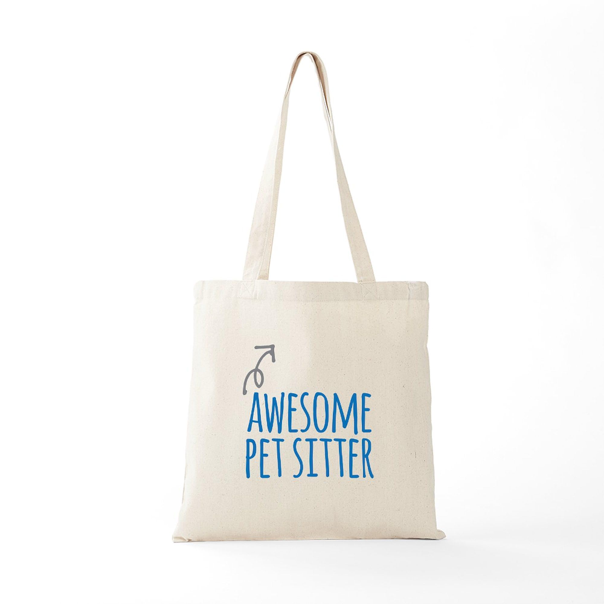 Awesome Pet Sitter Tote Bag - Natural Canvas Reusable Shopping Bag for Dog Walkers & Cat Lovers - Perfect for Groceries, Beach Trips & Pet Supplies