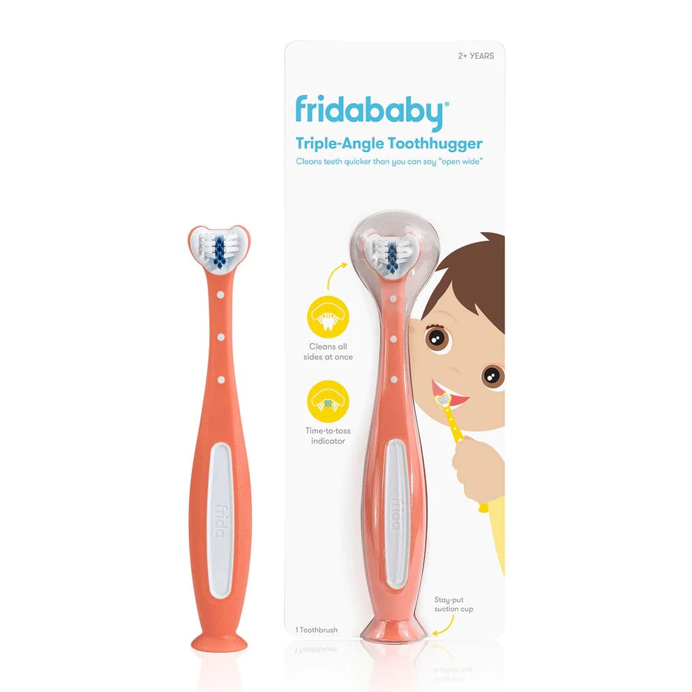 Fridababy SmileFrida 2.0 Triple Angle Toothhugger Baby Toothbrush - Gentle Infant Oral Care for First Teeth - Perfect for Newborns & Toddlers at Home or Travel
