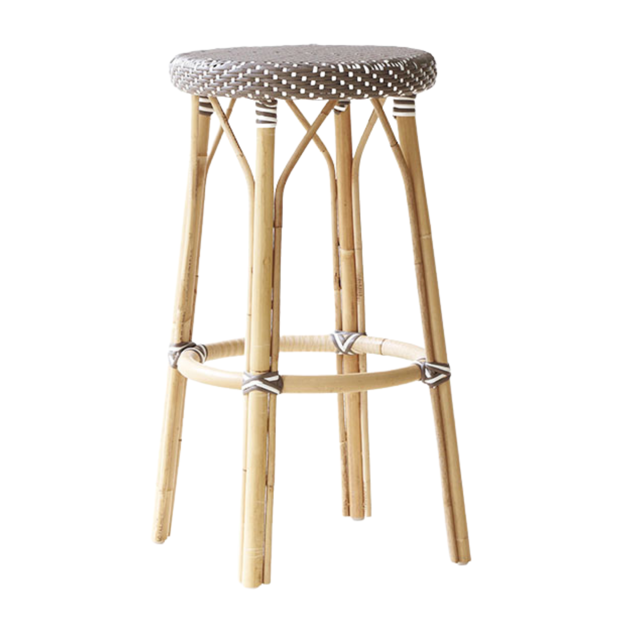 Backless Bistro Style Woven Bar Stool - Rustic Wooden Counter Height Stool for Kitchen Island, Breakfast Nook & Home Decor - Perfect for Farmhouse, Industrial & Modern Interiors