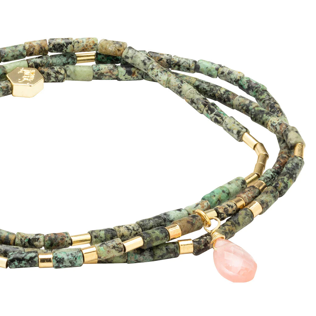 African Turquoise Jasper Transformation Teardrop Stone Wrap Bracelet - Handmade Beaded Jewelry for Women, Spiritual Healing Crystal, Boho Chic Accessory for Meditation, Yoga & Everyday Wear