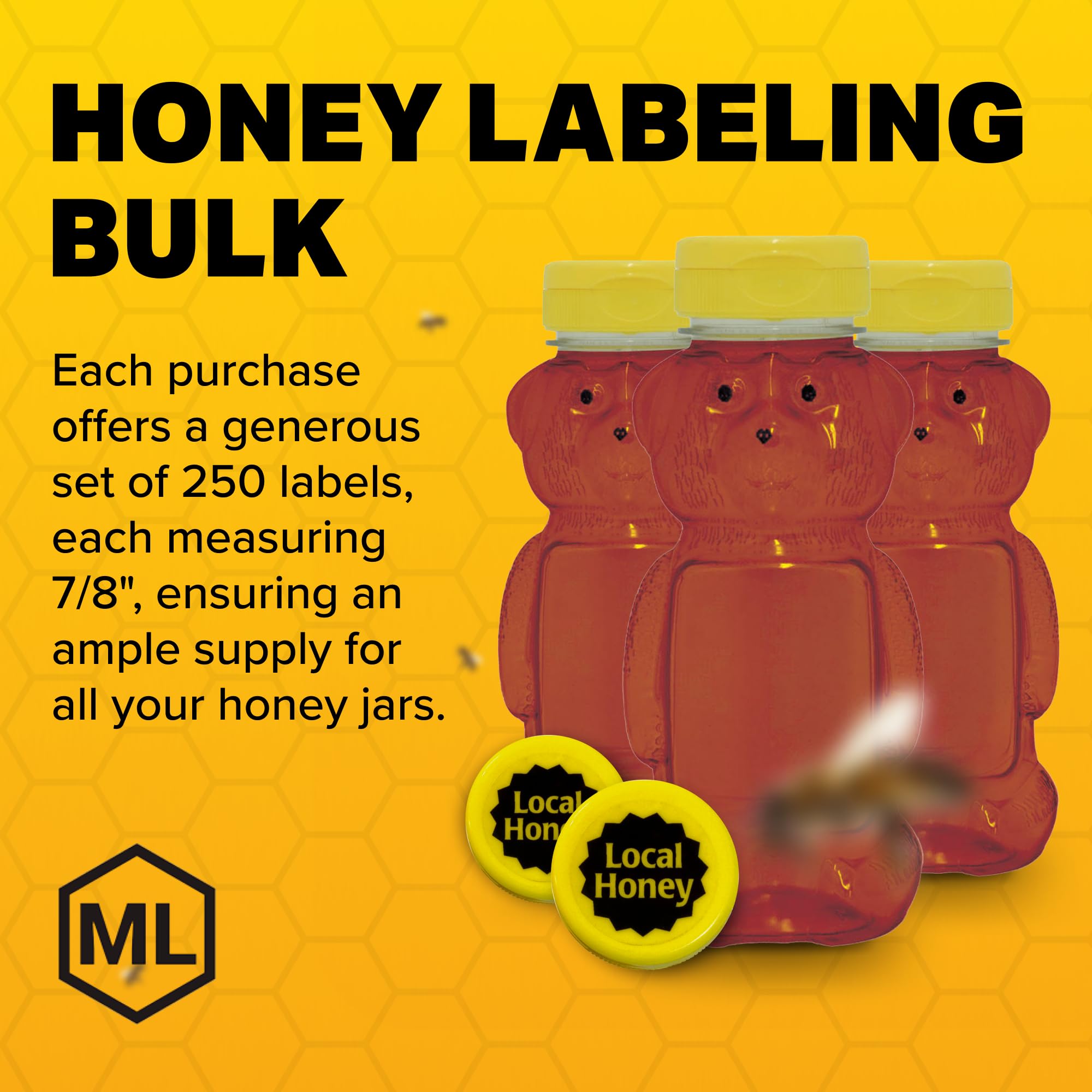 Mann Lake Honey Labels - Transparent Sticker for Flip Top Lids (250ct) - Perfect for Home Beekeeping & Gift Packaging