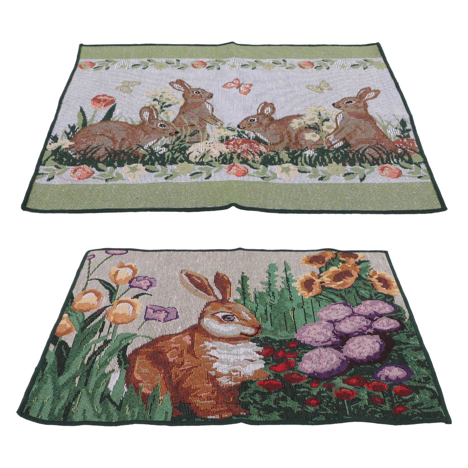 Bestoyard 2-Pack Easter Bunny Placemats & Coasters Set - Non-Slip Heat Resistant Table Mats for Easter Party, Kitchen & Dining Table Decor - Perfect for Spring Celebrations, Holiday Gatherings & Home Decor