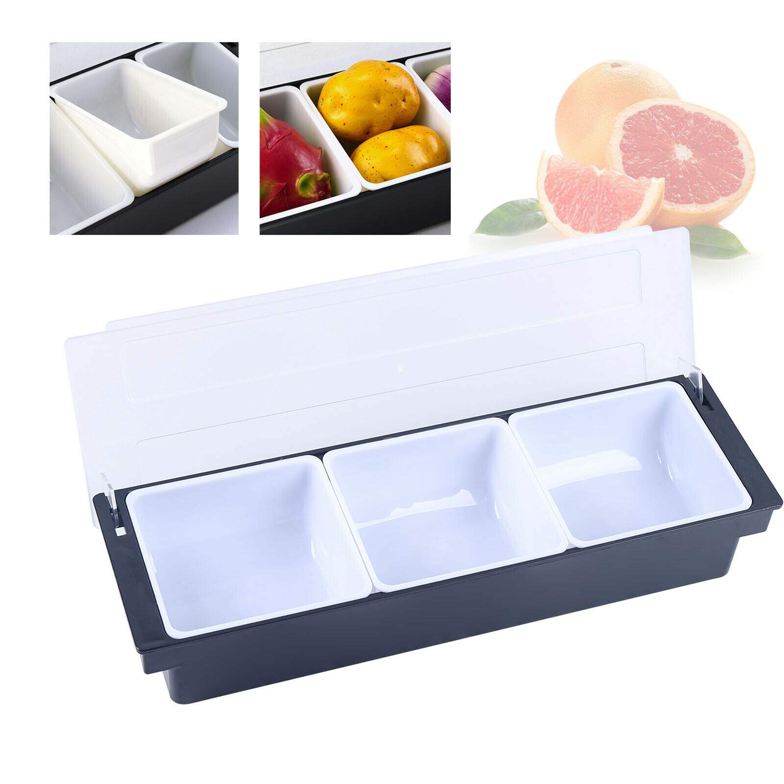LOYALHEARTDY 2-Pack Clear Food Storage Containers Set with 3 Detachable Small Containers & Lids - Refrigerator Organizer Bins for Fruits, Vegetables, Meal Prep - Reusable, Stackable with Ice Storage Layer - Perfect for Kitchen, Pantry & Fridge Organization