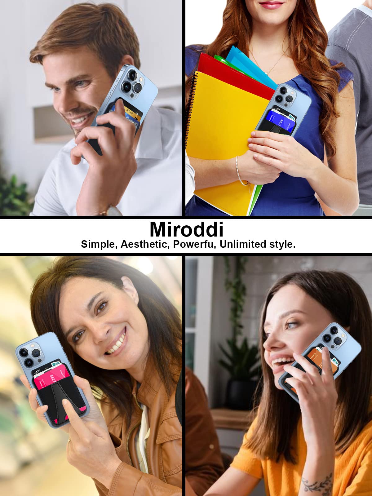 Miroddi MagSafe Wallet for iPhone 16/15/14/13/12 - Strong Magnetic Phone Wallet with RFID Protection, 2 Card Slots & Vegan Leather (Holds 7 Cards, Black) - Perfect for Everyday Use, Travel & Contactless Payments