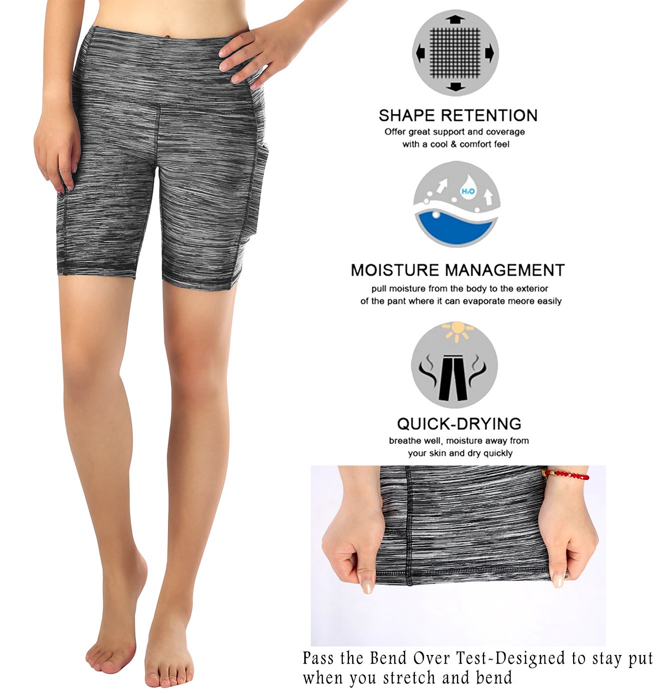 Flatik Women's High Waisted Yoga Shorts - Breathable Workout Running Shorts with Side Pockets for Gym, Yoga & Active Lifestyle
