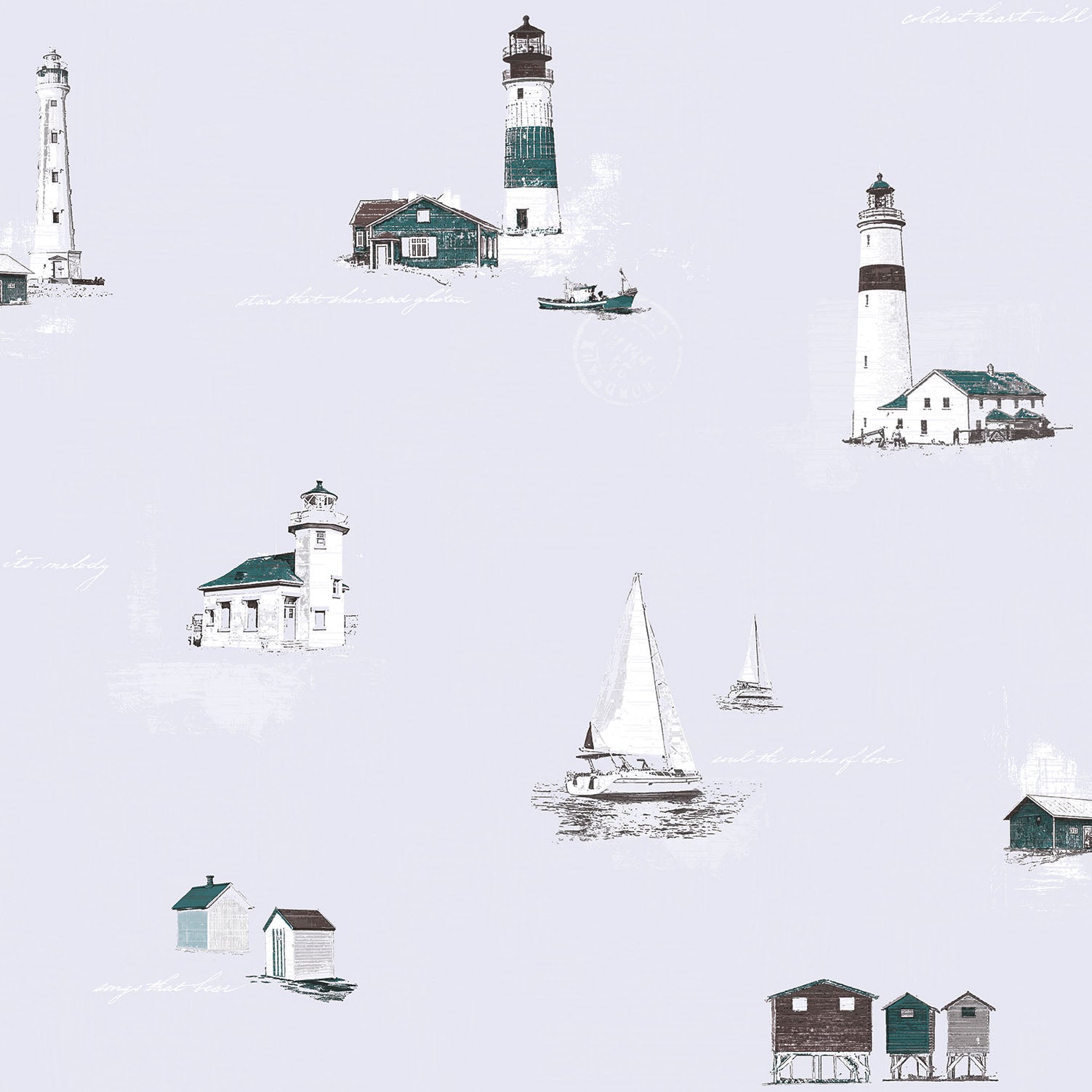 Deauville 2 Collection Green Beach Hut Wallpaper - Tropical Coastal Decor for Bathroom, Bedroom & Living Room
