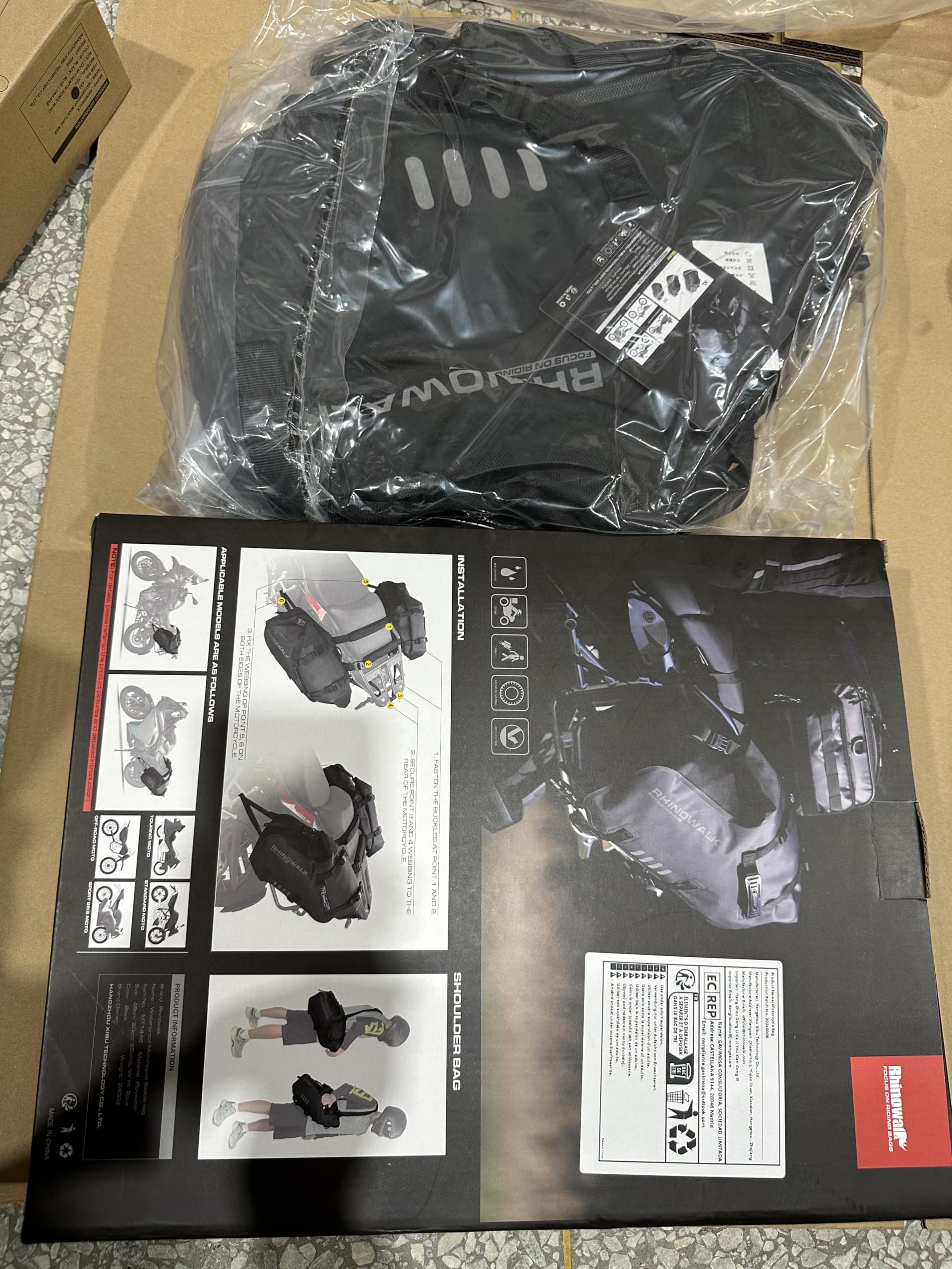Rhinowalk 48L (24Lx2) Waterproof Motorcycle Saddle Bags - Anti-Vibration Motorbike Panniers with Shoulder Strap for Harley, BMW, Honda & Most Adventure/Sport Bikes - Perfect for Long Rides, Road Trips & Daily Commuting