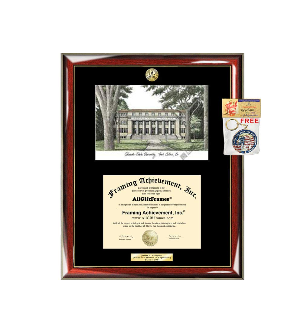 Colorado State University CSU Graduation Gift Frame - Custom Engraved Diploma Display with Campus Sketch & School Logo - Perfect Graduation Gift for Him or Her - Home Office Decor, Graduation Party Display, Alumni Pride Gift