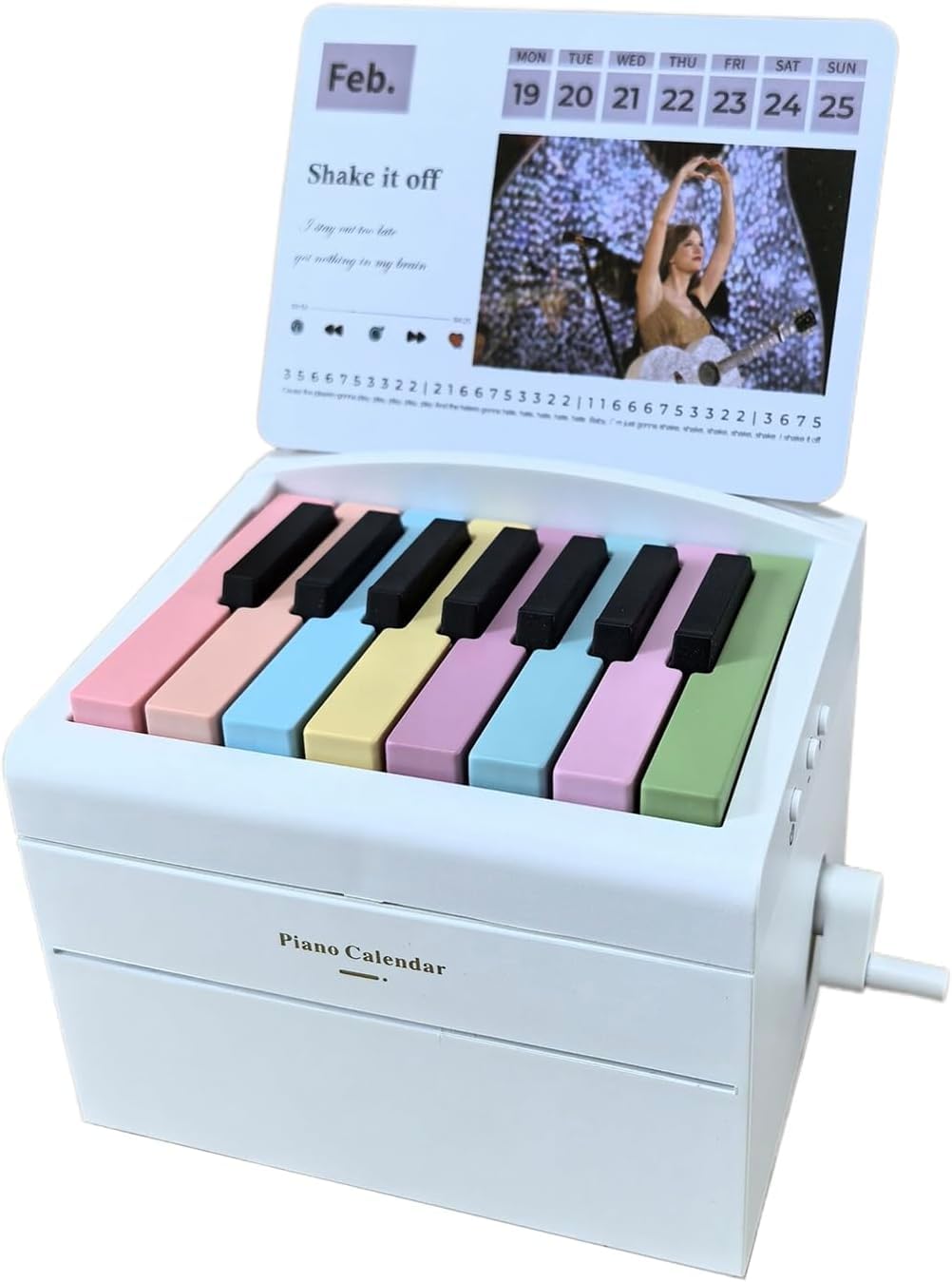 2025 Singer Taylor Piano Desk Calendar - Mini Playable Piano Table Calendar with 52 Weeks of Music Sheets | Perfect Gift for Musicians, Family & Friends | Home Office Decor, Music Practice Aid (White)