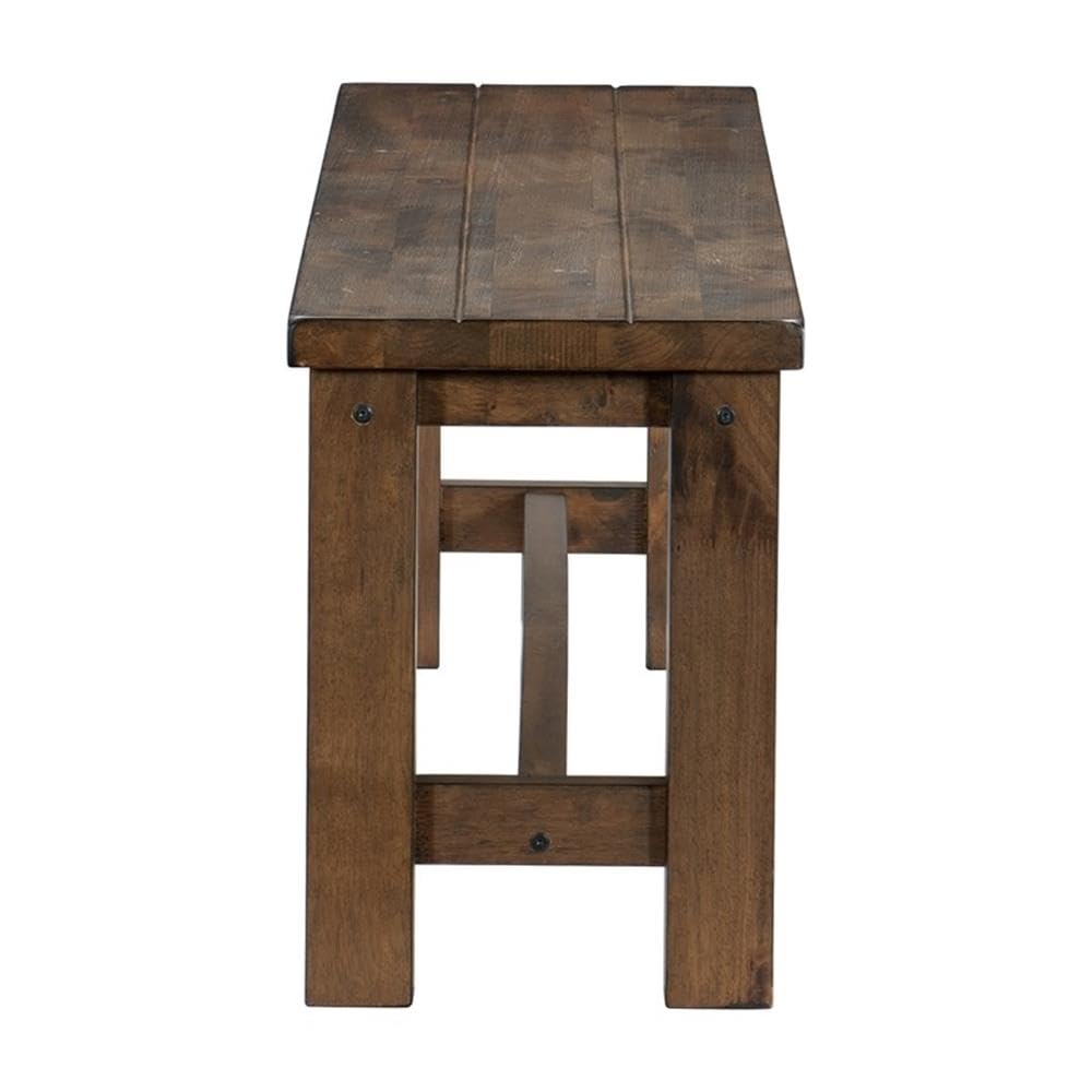 Lexicon Transitional Solid Wood Dining Room Bench in Burnished Brown - Rustic Farmhouse Style Seating for Kitchen, Dining Room, Entryway or Bedroom