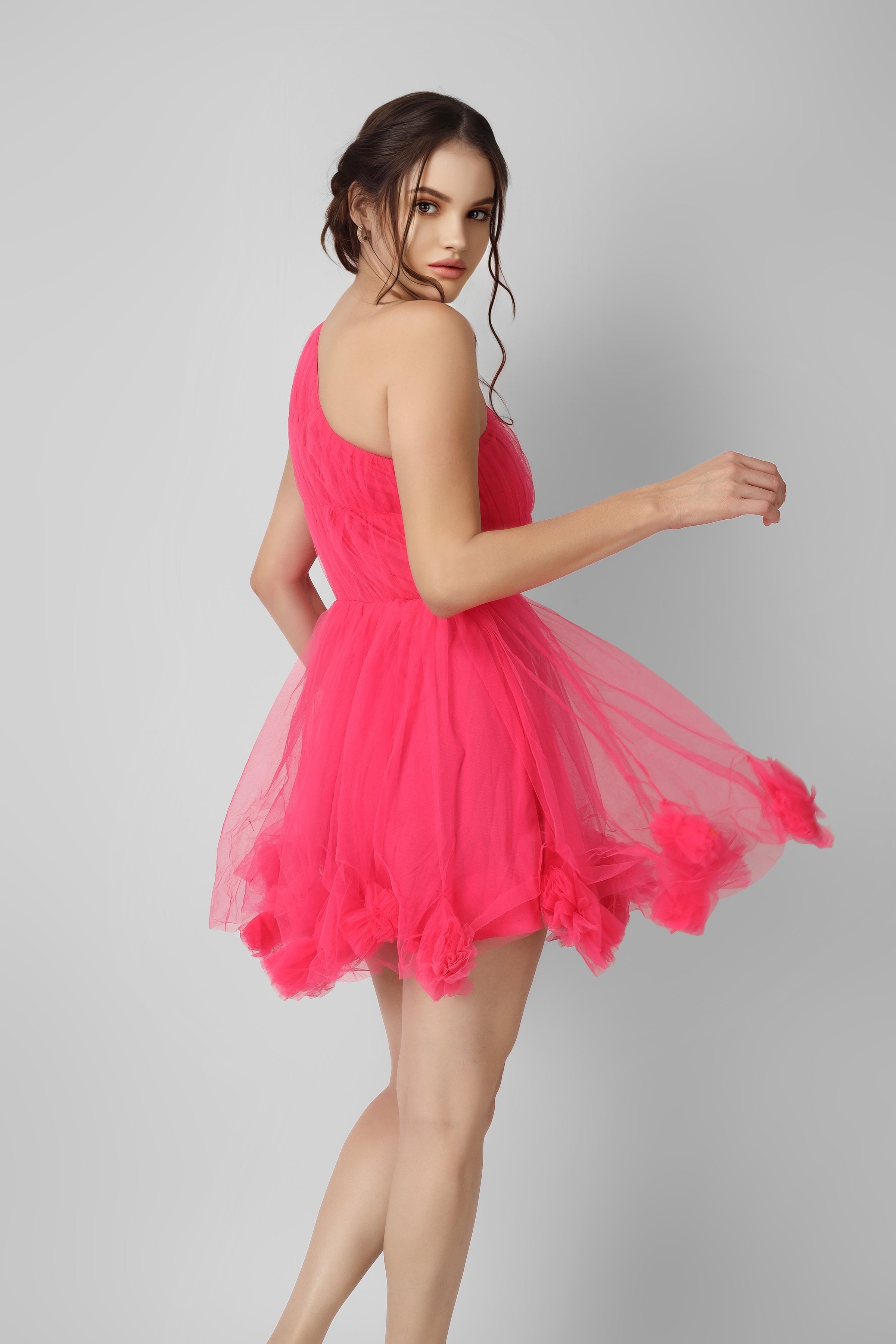 Aurelia Women's Pink Pom Pom Mini Dress - Flirty Party Outfit for Night Out, Date Night & Summer Events