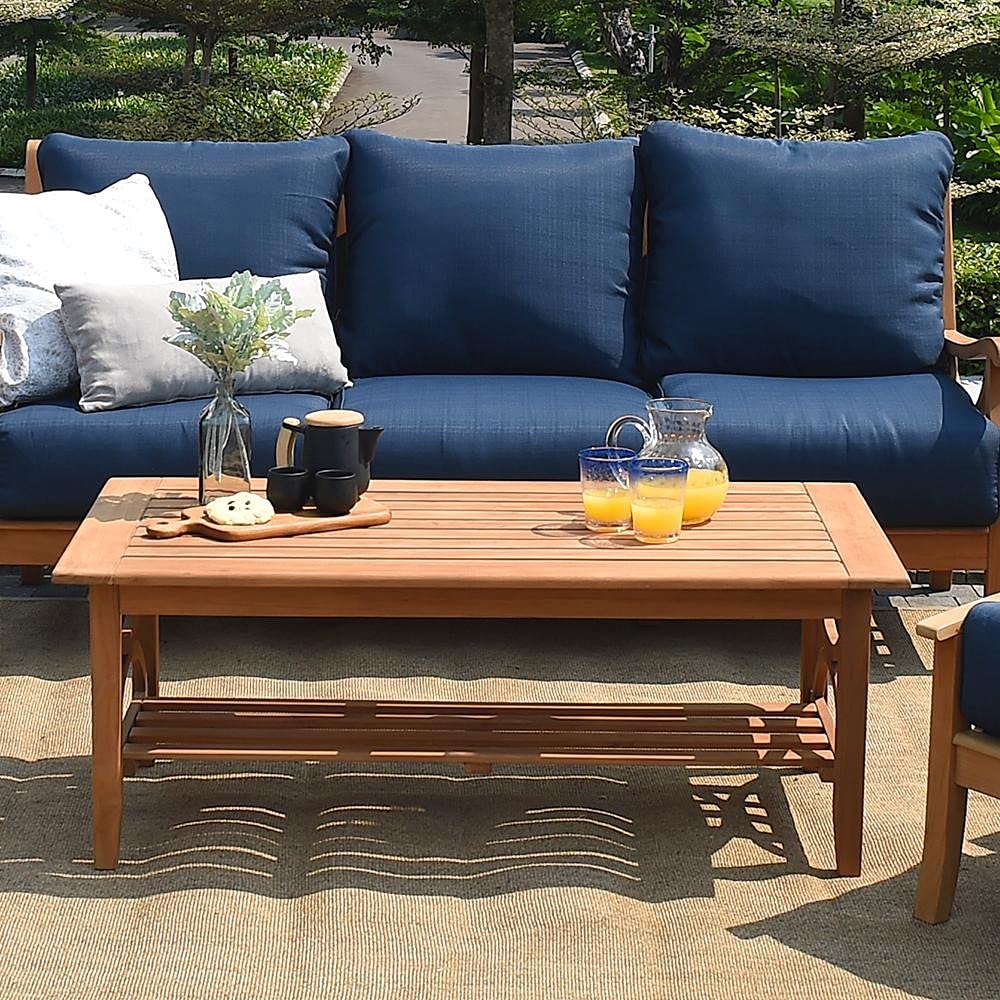 Cambridge Casual Chester Superior Indonesian Teak Patio Coffee Table - Natural Teak Wood Outdoor Furniture for Garden, Deck, Poolside & Patio