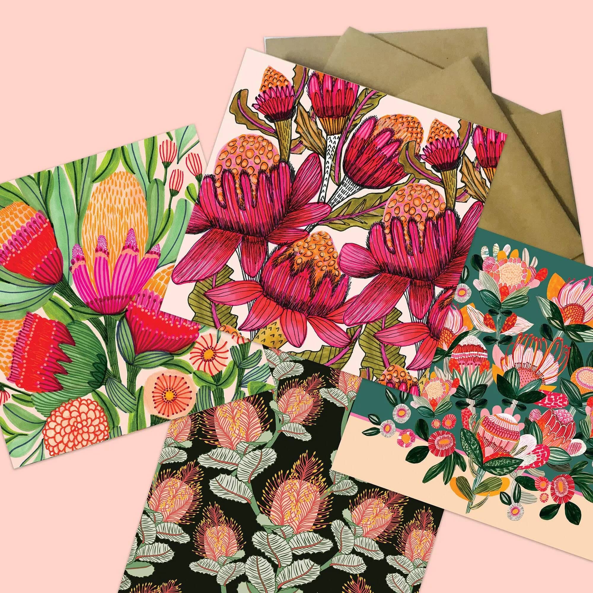 Australian Flora Greeting Card Set - Beautiful Botanical Designs for Birthdays, Anniversaries & Special Occasions