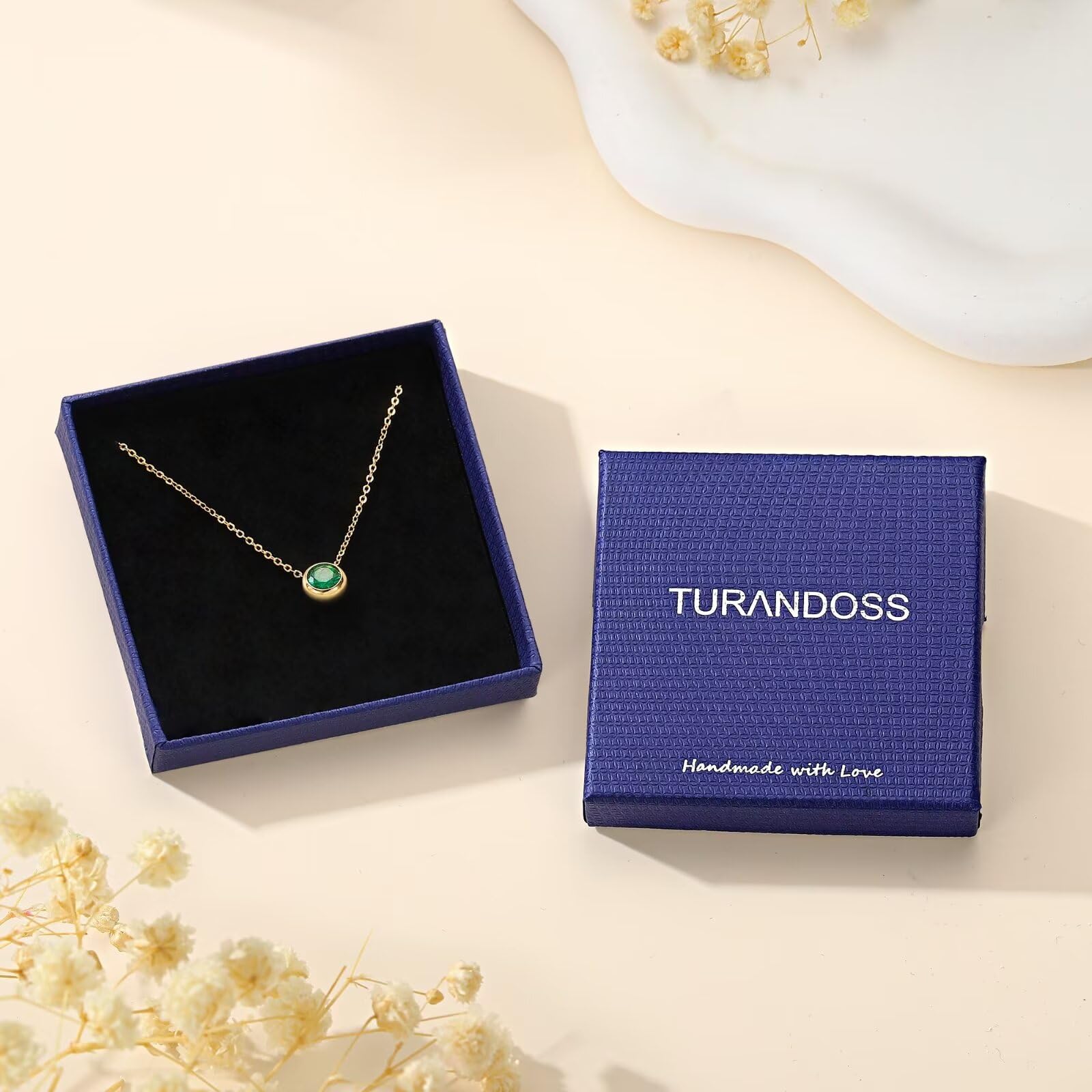 14K Gold Plated Birthstone Necklace for Women - Dainty Red, Blue, Green Diamond & Emerald Pendant Jewelry | 12 Month Birthstone Gift for Women, Teen Girls | Perfect for Birthdays, Anniversaries & Special Occasions