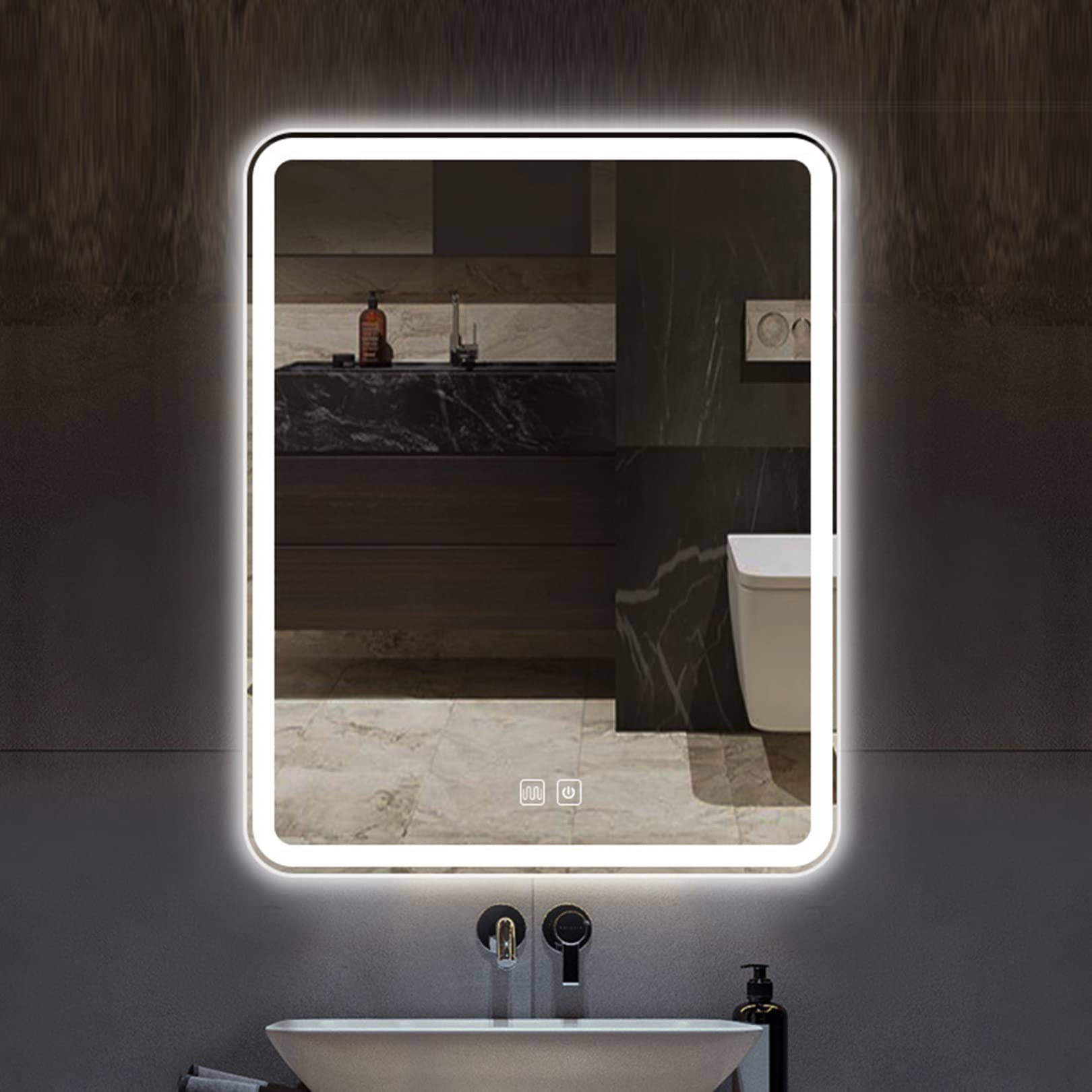 ZQKJLH LED Bathroom Mirror with Lights - Adjustable White/Warm/Natural Light, Anti-Fog Dimmable Vanity Mirror for Wall Mounting (Horizontal/Vertical) - Perfect for Makeup, Shaving & Bathroom Decor
