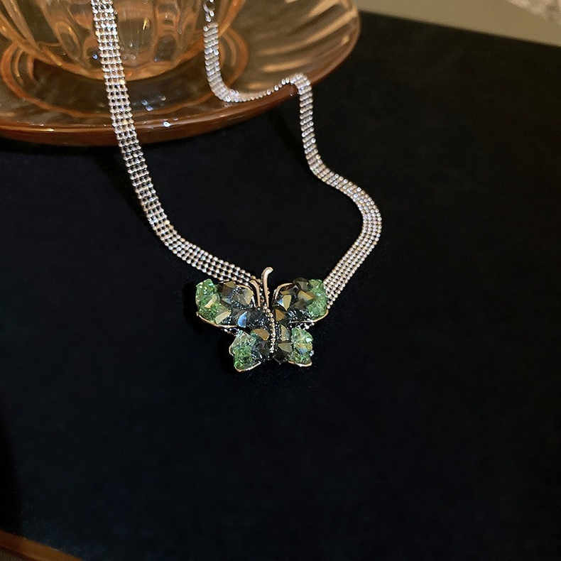 Elegant Crystal Butterfly Charm Tennis Choker Necklace for Women | Trendy Layered Necklace for Party, Date Night & Special Occasions | HN2714