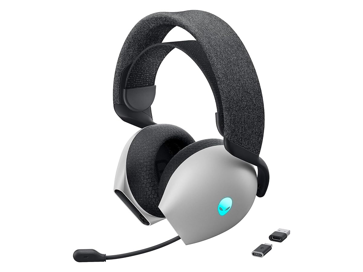 Dell Alienware AW720H Dual-Mode Wired/Wireless Gaming Headset with Microphone - Lunar Light (Renewed) - Perfect for PC, PS5, Xbox & Mobile Gaming