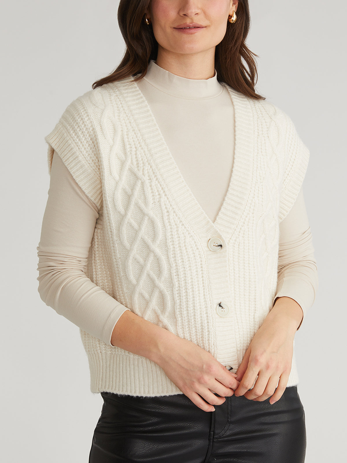 Paige Button Front Cable Knit Vest for Women | Cozy Winter Layering Piece | Perfect for Office, Casual Outfits & Fall Fashion