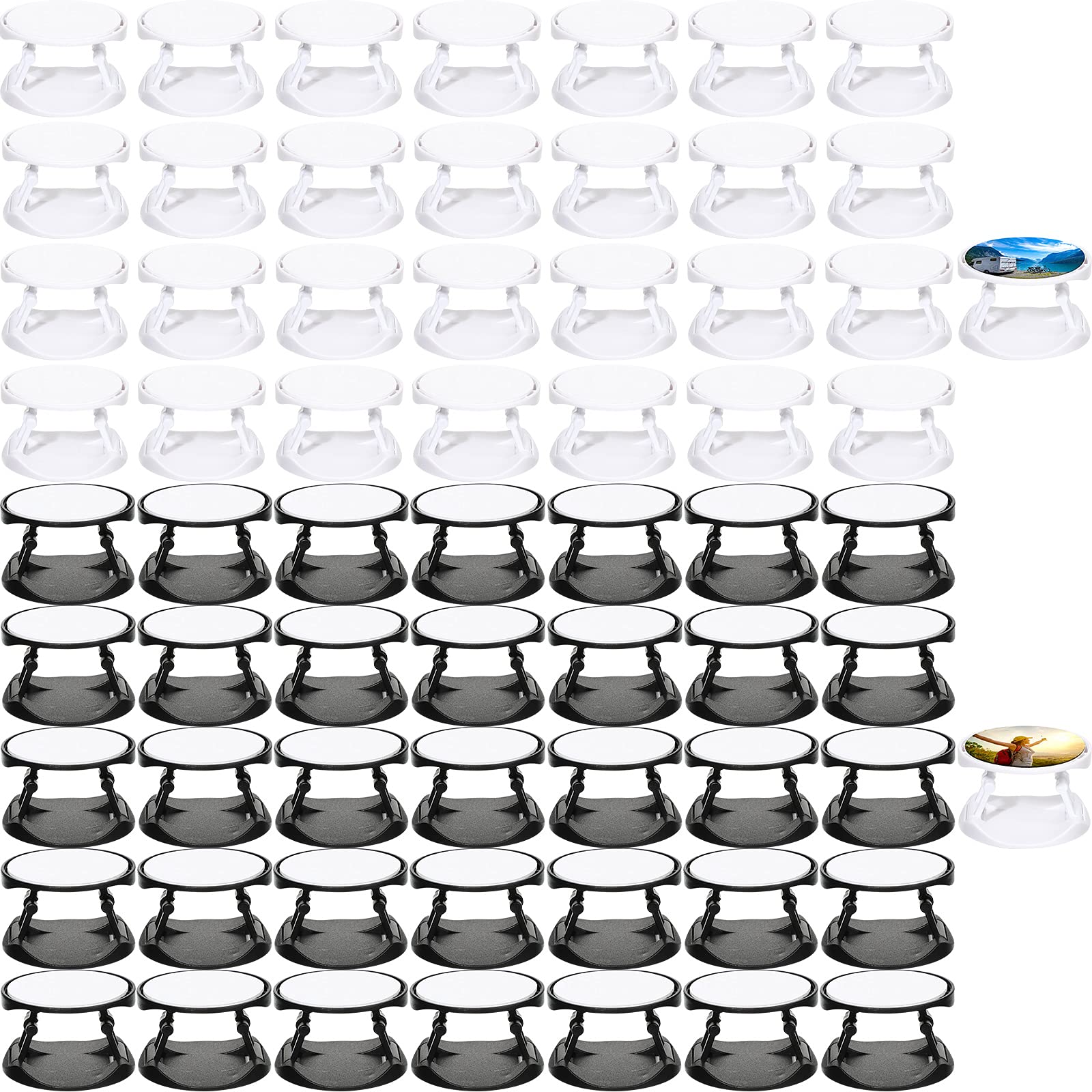 65-Piece Sublimation Phone Grip Holder Set - Collapsible Adhesive Finger Stand with Double-Sided Tape for iPhone, Samsung & Tablets (Black/White) - Perfect for Work, Travel & Hands-Free Video Watching