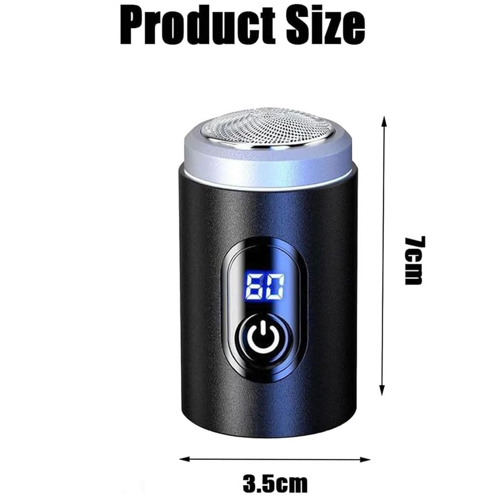 Mini Portable Electric Shaver for Men - Fast Charging, Digital Display, Waterproof, Pocket Size - Perfect for Travel, Car, Gym & Daily Use - USB Rechargeable (Plastic)
