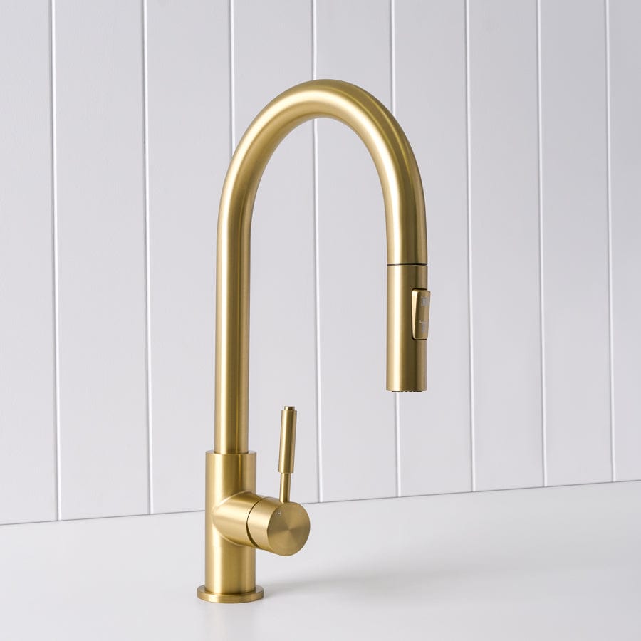 Premium Melbourne Dual Function Kitchen Mixer in Brushed Brass - Perfect for Modern and Vintage Home Kitchens