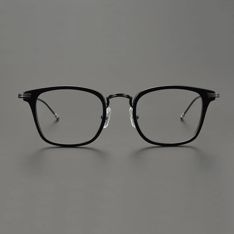 Stylish Unisex Black Square Acetate Eyeglasses with Alloy Frame - Perfect for Work, Reading & Fashion Accessories