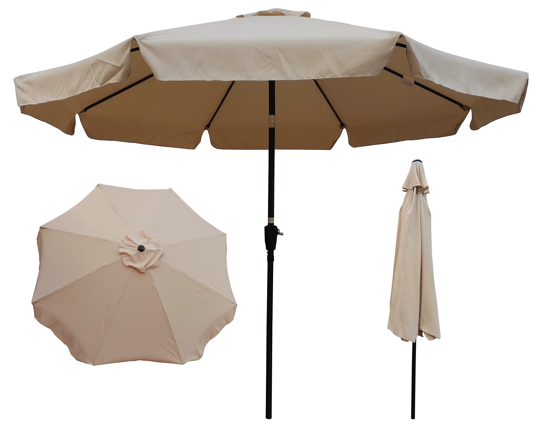 10 ft Outdoor Patio Umbrella with Crank & Tilt - Round Market Table Umbrella for Garden, Deck, Backyard & Pool Shade | Heavy Duty Sun Protection for Outdoor Dining, Lounging & Entertaining