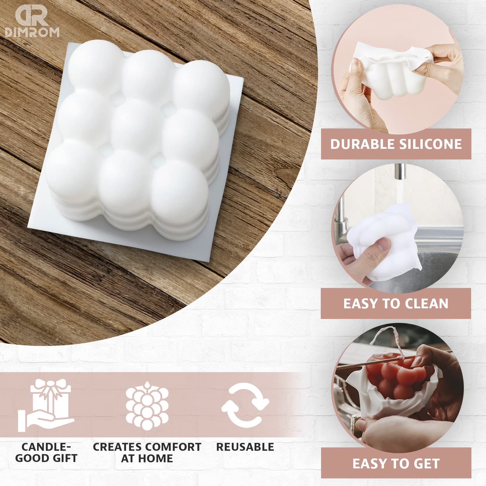 3D Silicone Bubble Candle Molds for DIY Candle Making - Reusable, Non-Stick Wax Molds for Handmade Candles - Perfect for Home Decor, Wedding Centerpieces, and Spa Relaxation Gifts