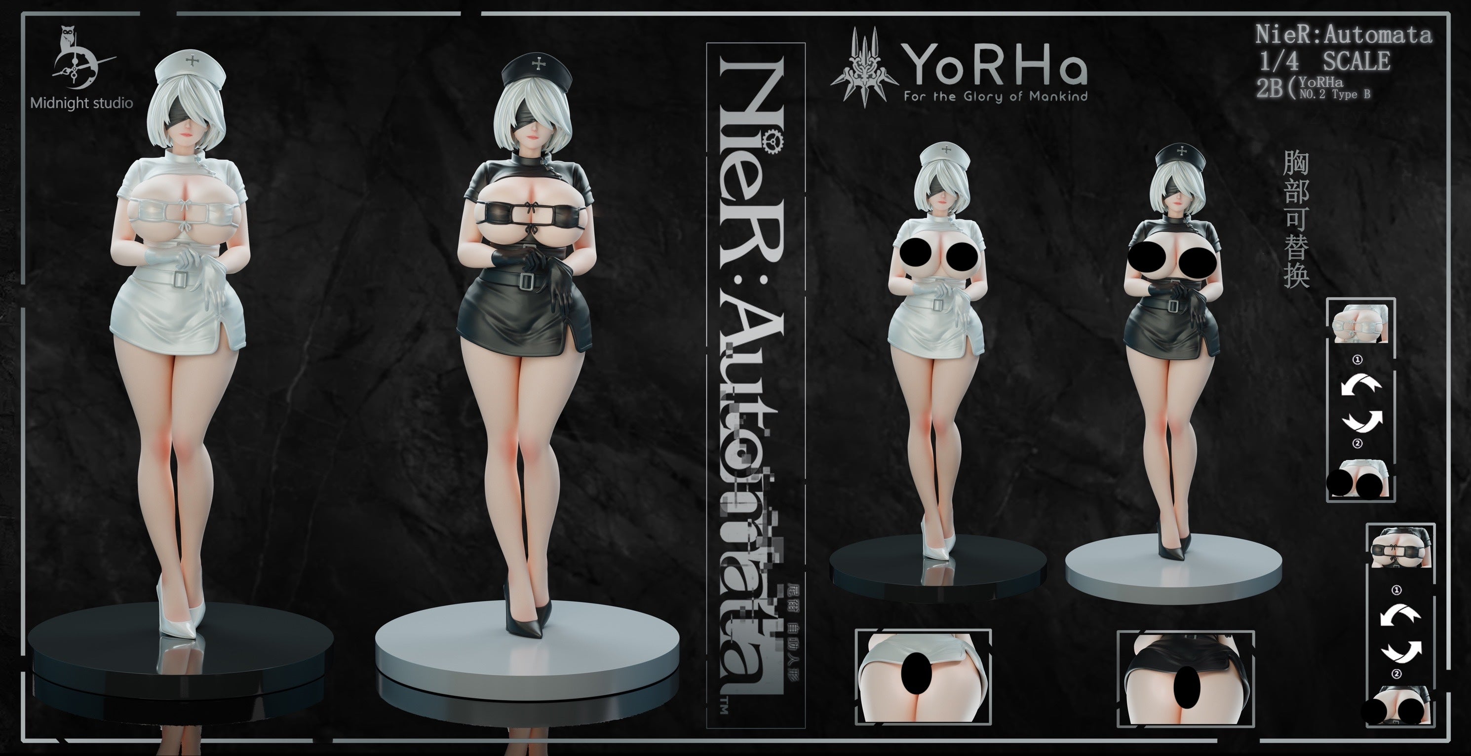 Midnight Studio Nurse Nier 2B Cosplay Costume - Official Replica Outfit for Halloween, Anime Conventions & Cosplay Events | Perfect for Fans of Nier Automata