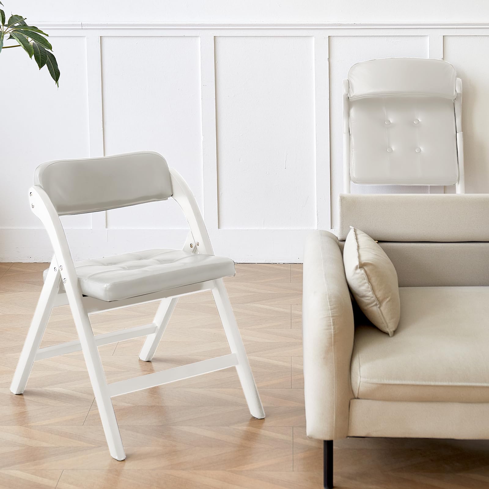 Comfortable Wooden Folding Chairs Set of 2 with Padded Seats - 31