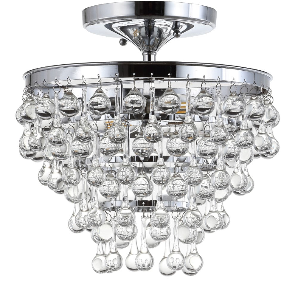 Toronto Metal & Crystal LED Flush Mount Ceiling Light - Modern Dimmable Fixture for Bedroom, Living Room, Kitchen, and Hallway Lighting