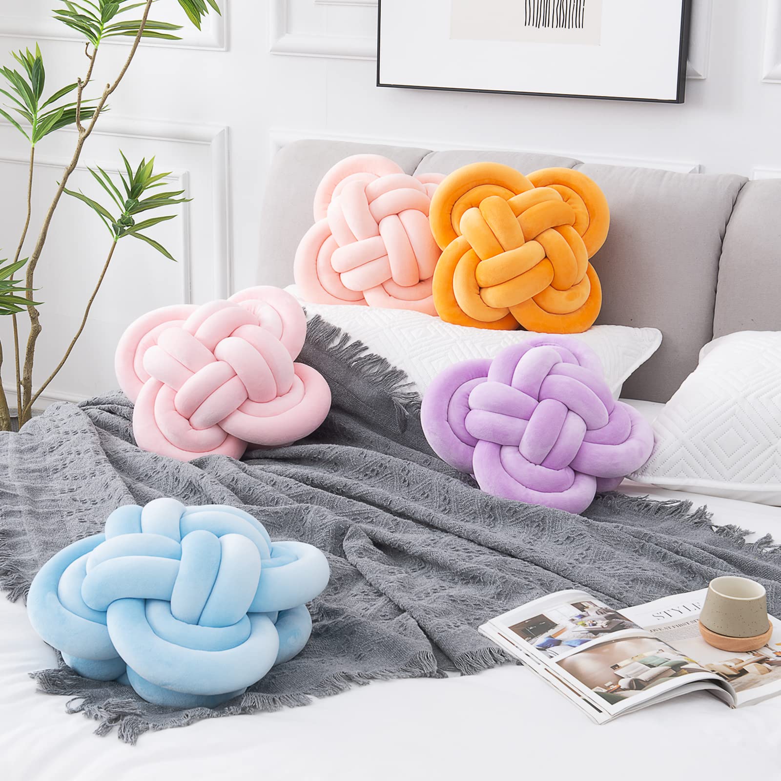 Soft Plush Knot Pillow for Couch & Bed - Pink Dorm Decor for Living Room