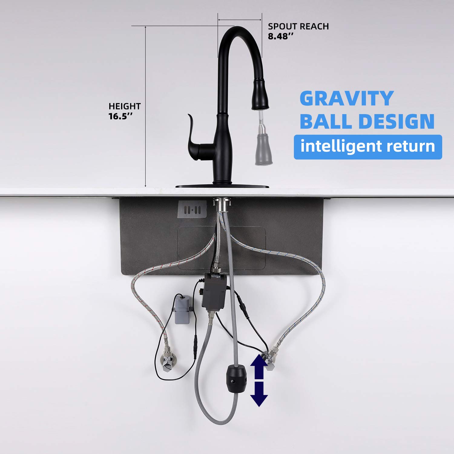 Touchless Kitchen Faucet with Pull Down Sprayer - Motion Sensor Single Handle High Arc Faucet, 360° Swivel & 3 Spray Modes, Matte Black Stainless Steel for Modern Kitchen, Perfect for Cooking, Washing Dishes and Hands-Free Cleaning