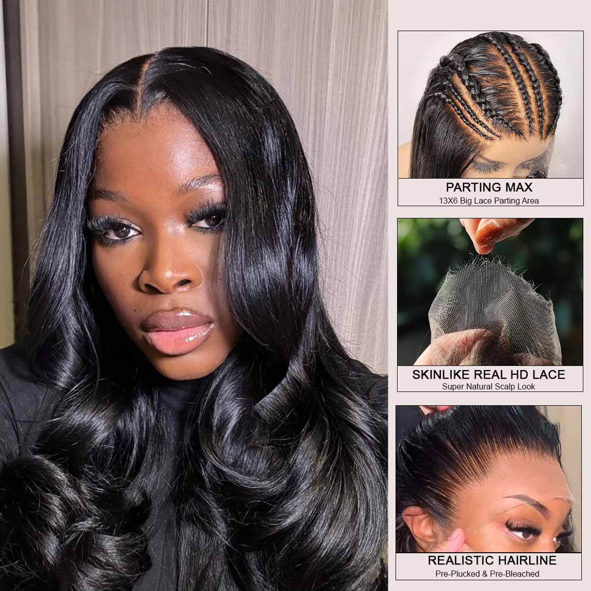 WOWANGEL HD Lace 13x6 Full Frontal Wig with Curtain Bangs - Pre-Plucked Body Wave Human Hair Wig for Women | Perfect for Daily Wear, Cosplay & Special Occasions