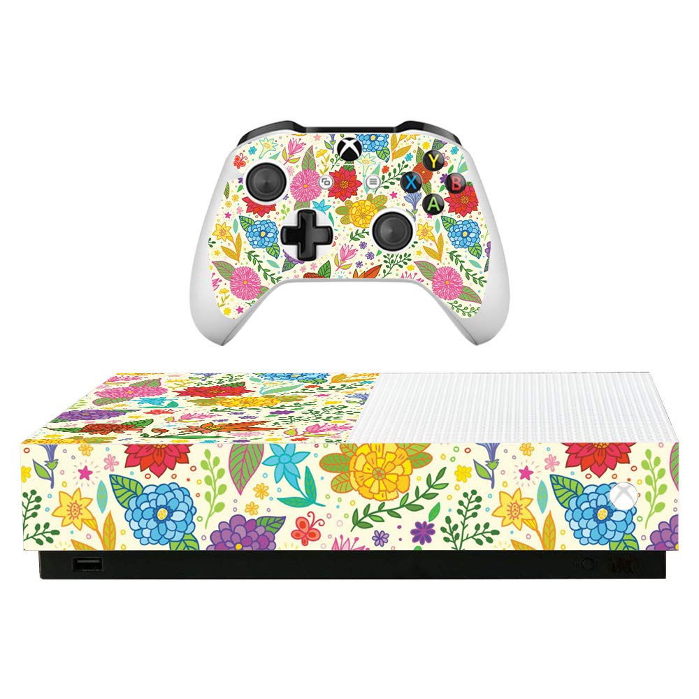 MightySkins Vinyl Decal Wrap Cover for Microsoft Xbox One S All-Digital Edition - Flower Garden Design | Protective & Durable Skin | Easy to Apply & Remove | Made in USA | Perfect for Gaming Setups & Personalization