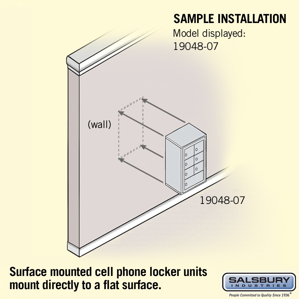 Secure 4-Unit Surface Mounted Cell Phone Locker with Master Key - 8-Inch Bronze Compartments by Salsbury Industries | Ideal for Schools, Gyms & Offices