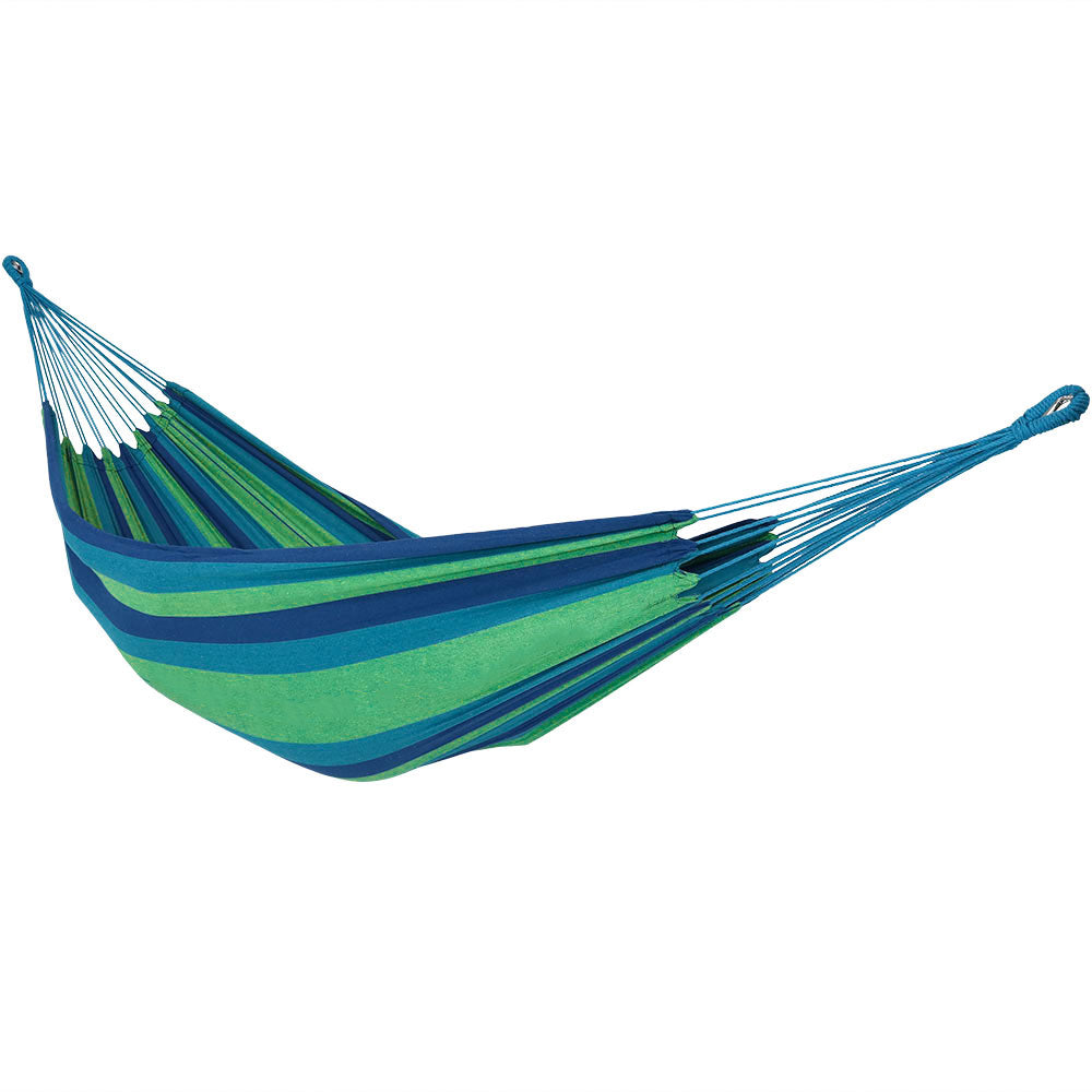 Sunnydaze 2 Person Brazilian Double Hammock - Durable Outdoor Hammock for Backyard, Camping & Beach - Comfortable Cotton Fabric with Spreader Bars