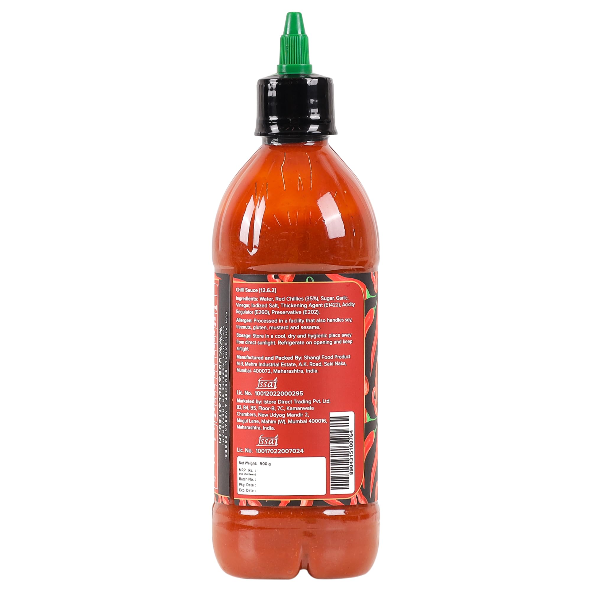 Urban Platter Sriracha Hot Chili Sauce - 17.6oz (500g) Bottle | Spicy Thai Chili Garlic Sauce for Cooking, Dipping & Marinades | Perfect for Tacos, Wings, Burgers & Asian Dishes