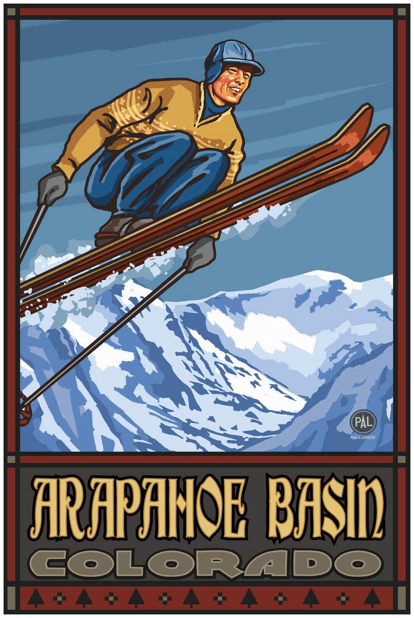 Paul A. Lanquist Colorado Ski Jumper Giclee Art Print - 30x45 Inch Arapahoe Basin Ski Resort Wall Decor - Perfect for Ski Lodge, Mountain Cabin & Winter Sports Enthusiast Home Decor