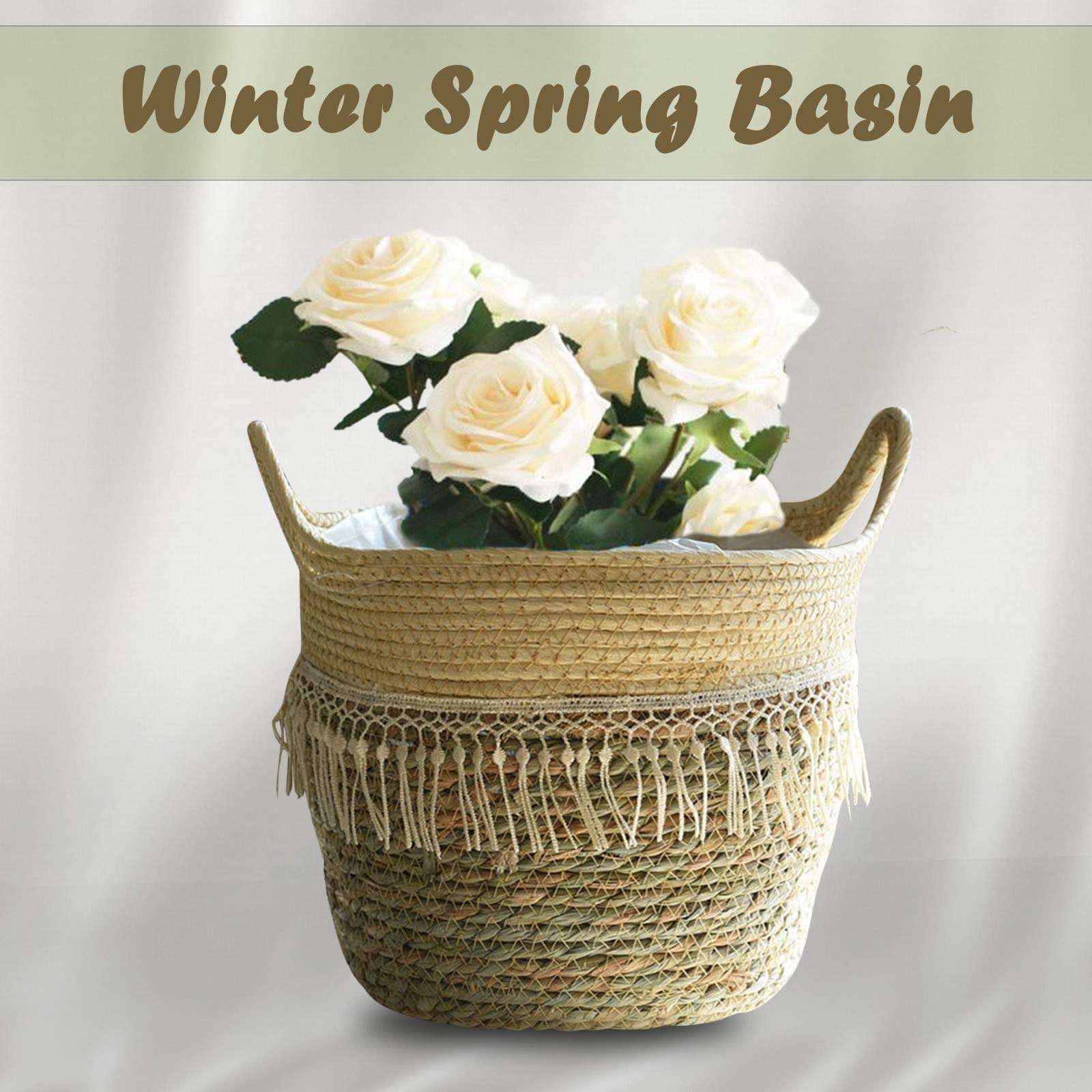 Handwoven Seagrass Plant Basket - 10